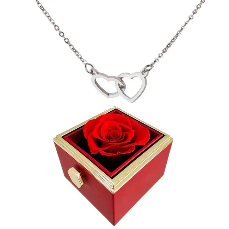  Rotating Rose Box-Engraved Heart Necklace 