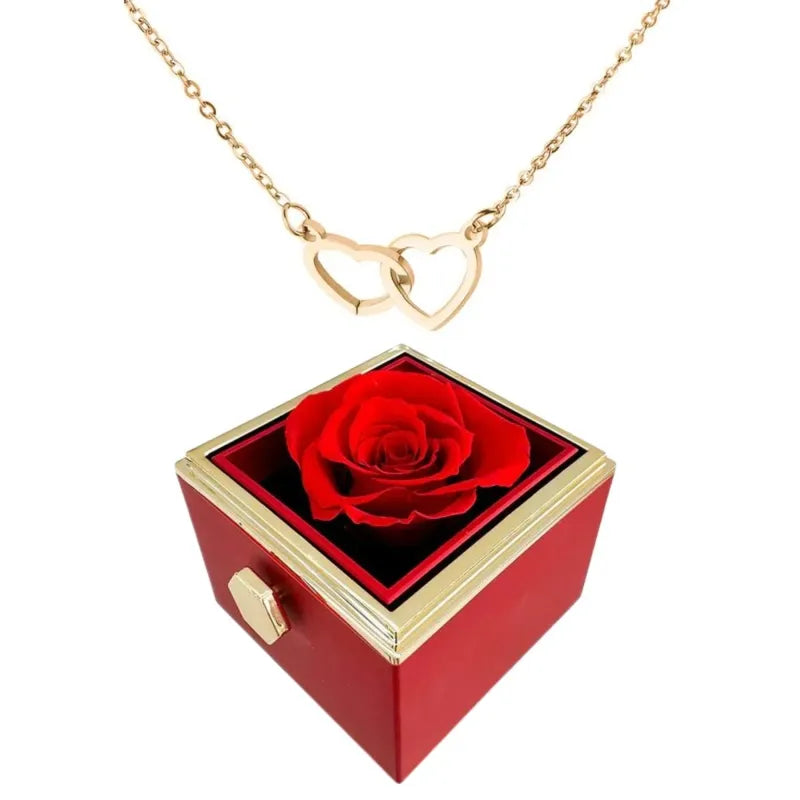  Rotating Rose Box-Engraved Heart Necklace 