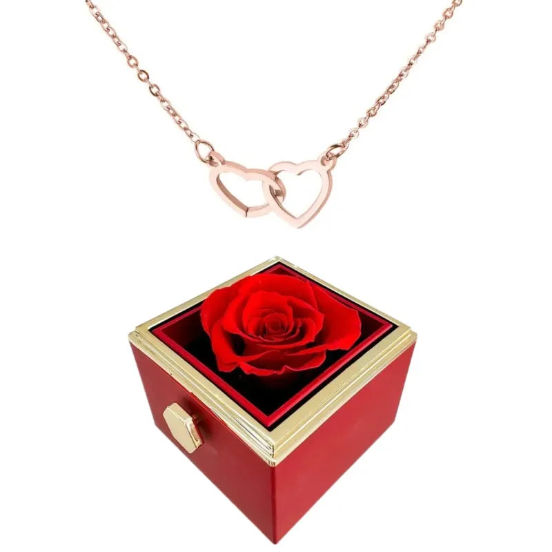  Rotating Rose Box-Engraved Heart Necklace 